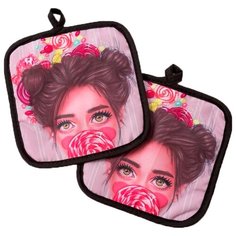 Прихватка Этель Сладкоежка коричневый/розовый