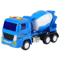 Машинка детская инерционная Бетономешалка со светом, звуковой эффект, цвет голубой, в/к 27,5*10*17 Компания Друзей