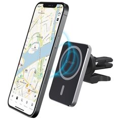 Автомобильный держатель MagSafe Qi с беспроводной зарядкой на вентиляционную решетку для iPhone 12 / 12 Pro / 12 Pro Max, Deppa