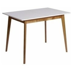 Стол обеденный прямоугольный раздвижной из массива дерева "Скандинавия мини" (70 х 105/137,5 см), айс, Экомебель