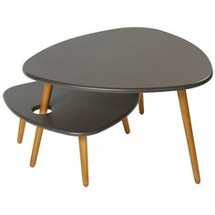 Стол журнальный Стилгрей серый лен/дуб светлый Мебелик