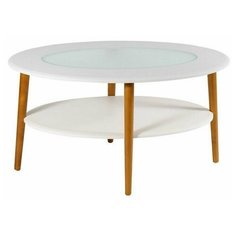 Стол журнальный Эль со стеклом СЖС-01 белый Мебелик