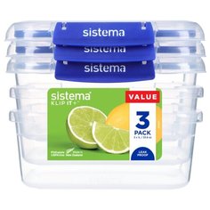 Набор герметичных контейнеров Sistema "KLIP IT+" 1л, 3шт., 881613