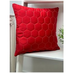 Подушка декоративная, стеганная 40/40 из мако сатина, красная. Farfalina