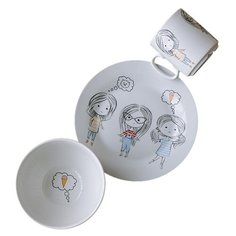 Набор посуды Девочки (3 в 1: кружка+тарелка+пиала) Сотвори Чудо