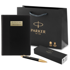 Подарочный мотивирующий набор с ежедневником и ручкой Parker IM Premium Black GT
