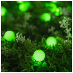 Гирлянда уличная Luazon Lighting Нить, на солнечной батарее с насадками "Шарик", 4, 5 м, Н, Т, LED-30, 2 режима, нить темная, свечение зеленое (4137042)