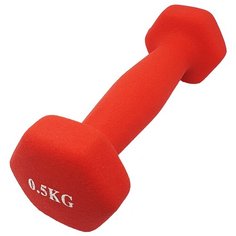 Гантель шестиугольная неопреновая 0,5 кг, красная, 1 шт. Icon