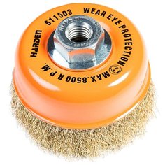Щетка для УШМ, 100 мм, М14Х2, "чашка", латунированная витая проволока 0,3мм.// HARDEN