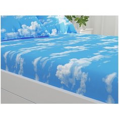 Простынь на резинке Сказка "Сlouds" натяжная простынь 160х200 см 2-спальная