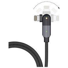 Кабель USB-С - Lightning, поворотный коннектор, 3A, 1.2м, алюминий, нейлоновая оплетка, Power Delivery, Deppa