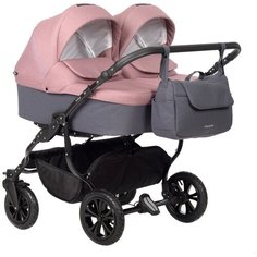Коляска для двойни Indigo CHARLOTTE Sity DUO (07), серый, розовый