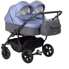 Коляска для двойни Indigo CHARLOTTE Sity DUO (06), серый, синий