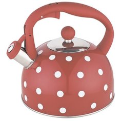 Webber Чайник со свистком BE-0575/BE-0576 2,7 л, красный в горошек