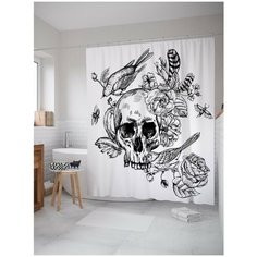 Штора для ванной JoyArty Птицы на черепе 180х200 (sc-18110)