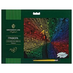 Гравюра Greenwich Line Павлин EA_22579 цветная основа с голографическим эффектом