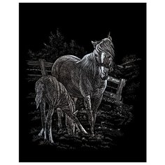 Гравюра Royal & Langnickel Лошадь с жеребенком (SILF15) серебристая основа
