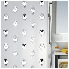 Штора для ванной Spirella Lana 180x200 черный/белый