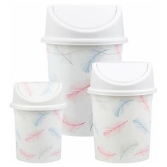 Набор 3-х ведер с подвижной крышкой 4 л 8 л 14 л Violet Перья