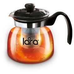LR06-08 Заварочный чайник LARA 750мл боросиликатное стекло, стальной фильтр, отделка хром