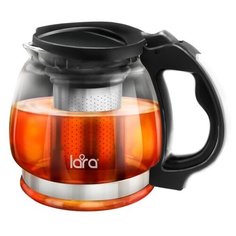 LR06-16 Заварочный чайник LARA 1500мл силикатное стекло, стальной фильтр, подъем крышки