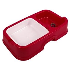Диспенсер-поилка+миска Lilli Pet для животных, 34x20,5x7см, красная