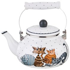 Чайник эмалированный, серия озорные коты, 2,5л, индукция Agness (934-357)