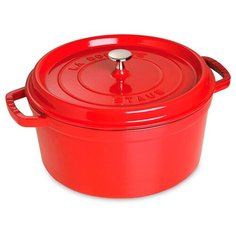 Кокотница круглая с крышкой 26 см, 5,2 л, красная, Staub