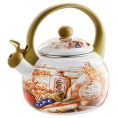 ЕМ-25101/41 Чайник эмал. ручка пластик "Сицилия" 2,5л со свистком Metalloni
