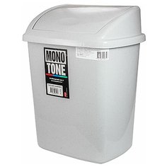 Контейнер мусорный прямоугольный 8л ДхШхВ 252х200х330 мм с качающейся крышкой ПЛАСТИК СЕРЫЙ Bora Plastik