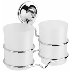 Стакан для ванной двойной настенный на присоске пластиковый Fora "TRIUMF" арт, T039