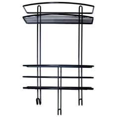 Полка для ванной комнаты "Консулл", 2-ярусная, прямая, с крючками, 250*150*385мм, Черный глянец