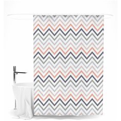 Шторка для ванной "Розово-серые зигзаги" Сирень