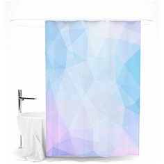 Шторка для ванной "Голубой полигональный узор" Сирень