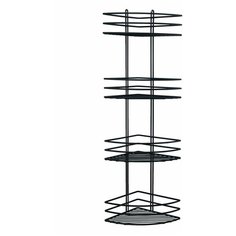 Полка для ванной комнаты "Консулл", 4-ярусная, угловая,Черный мат Овал, 200х200х750мм