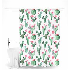 Шторка для ванной "Нежные кактусы" Сирень