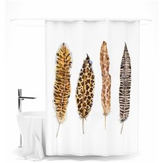 Шторка для ванной "Анималистичные перья" Сирень