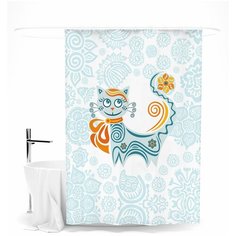 Шторка для ванной "«Обыкновенных кошек не бывает»" Сирень