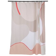Штора для ванной бежевого цвета с авторским принтом из коллекции Freak Fruit Tkano