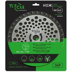 Нож для мотокосы TUSCAR BB1065, Professional, 230x25,4x36T, Sickle, 1031065111-36-2