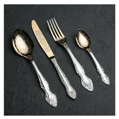 Набор столовых приборов 24 предмета "Тройка" с художественной росписью по нитрид-титановому покрытию Павловский завод им. Кирова