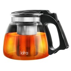 LR06-14 Заварочный чайник LARA 900мл силикатное стекло, стальной фильтр, подъем крышки
