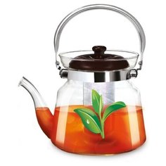 LR06-13 Заварочный чайник LARA 1400мл боросиликатное стекло, стальной фильтр, складная ручка