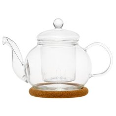 Заварочный чайник из жаропрочного стекла "Подснежник" с колбой, пружинкой-фильтром в носике и пробковой подставкой, 350 мл, дно d70 мм Wintergreen Tea&Coffee