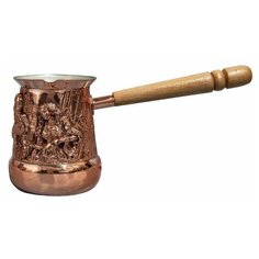 Турка для кофе ручной работы "Король Артур" из крепкой меди золотистого цвета, 400 мл Мир коллаборации