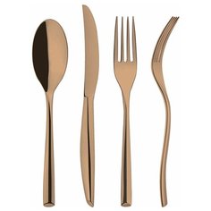 Zeta Copper - Набор столовых приборов, 24 предмета на 6 персон, нержавеющая сталь, медное покрытие, толщина 5 мм, в коробке, Broggi