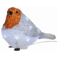 Светящаяся фигурка МАЛИНОВКА, цветной акрил, 20 холодных белых LED-ламп, 21 см, батарейки, таймер, уличный, Kaemingk 492