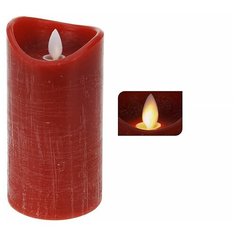 Свеча восковая декоративная УЮТНЫЙ СВЕТ с живым пламенем, красная, 7.5х15 см, LED, батарейка, таймер, Koopman Internat