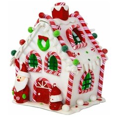 Светящаяся миниатюра САХАРНЫЙ ДОМИК САНТЫ с подсветкой RGB LED-огнями, полирезин, 13.5х13.5х28.5 см, Forest Market MA834