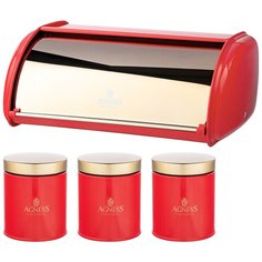 Хлебница Agness, серия "Тюдор", 35.5х23х14.5 см, 3 банки д/сып. прод., диаметр 10 см, высота 12 см, 950 мл (938-066)